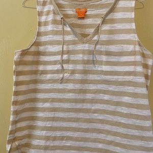 Joe Fresh brown and white striped tank top
